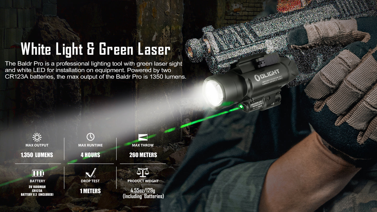 OLight - Baldr Pro Tactical Light & Green Laser