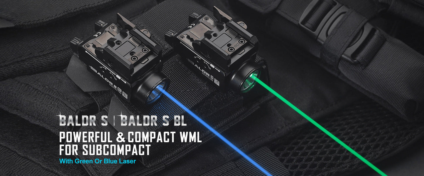 OLight - BALDR S BL Rail-Mounted Tactical Light/Laser 800 Lumens - Green or Blue Laser