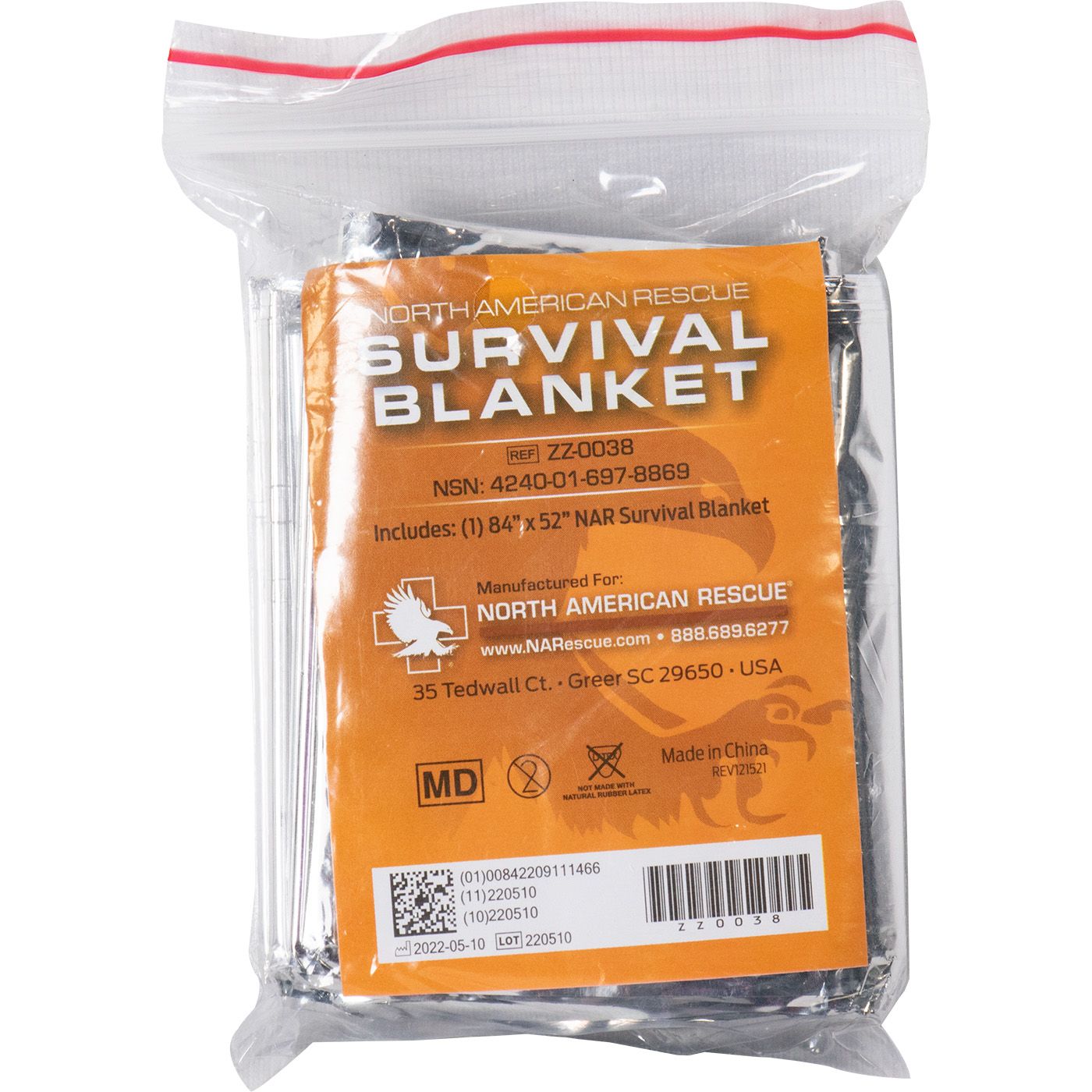 NAR - EMERGENCY SURVIVAL BLANKET - 52" X 84"